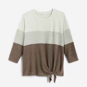 Araya Tie Front Brushed Knit Top